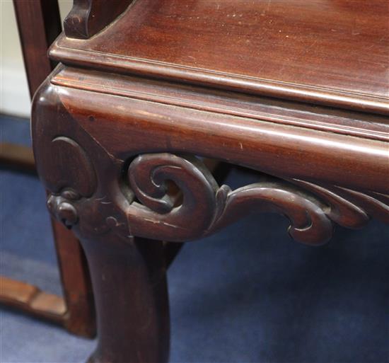 A large Chinese hardwood bench, late 19th / early 20th century, L.224cm